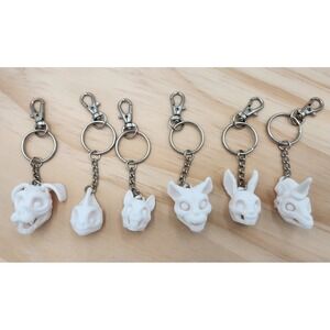 3D Printed‎ Skeleton Keychains (6) - Dog, Cat, Rabbit, Unicorn, Lizard, Squirrel